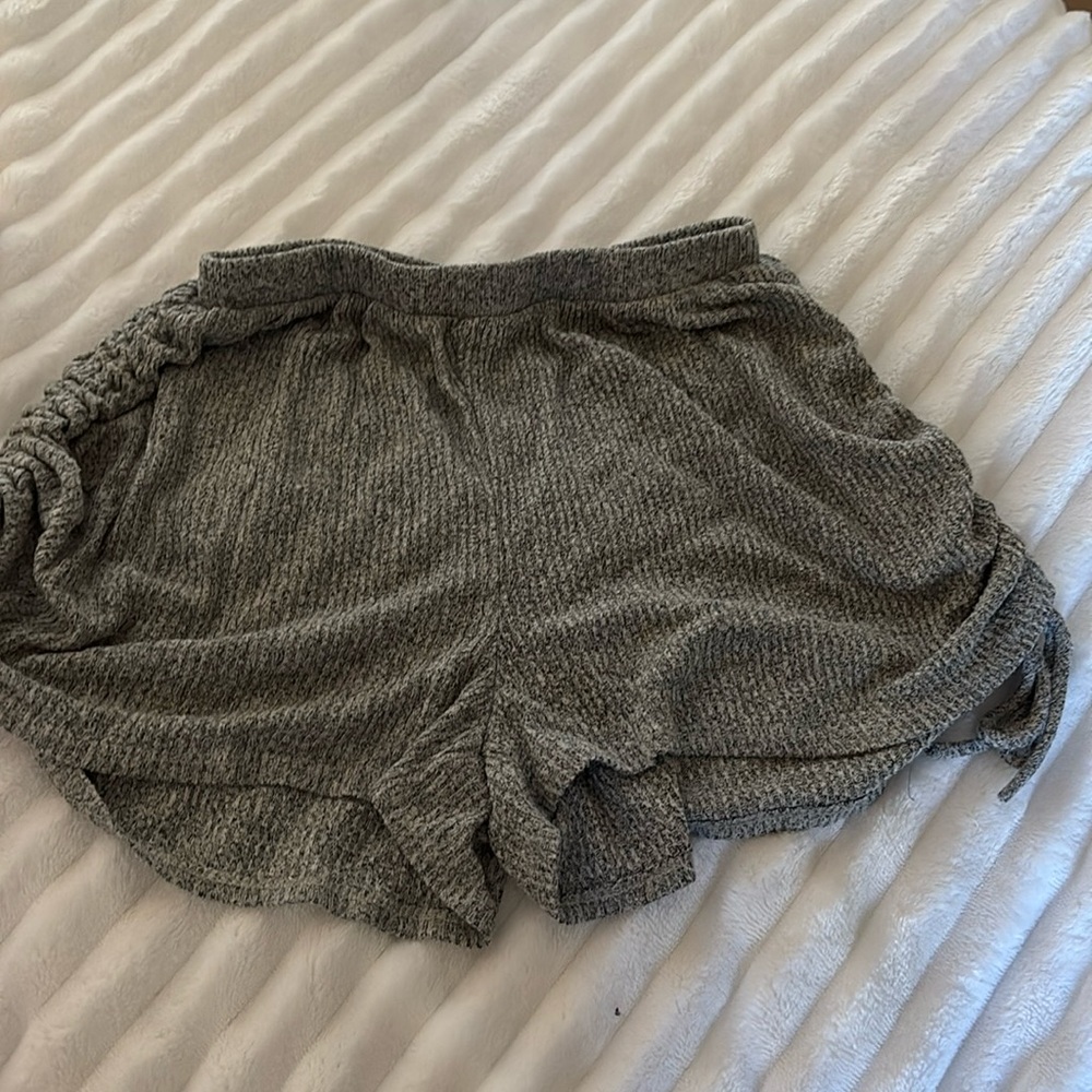 GREY COMFY SHORTS,  SIZE SMALL, SCRUNCH ON THE SIDE